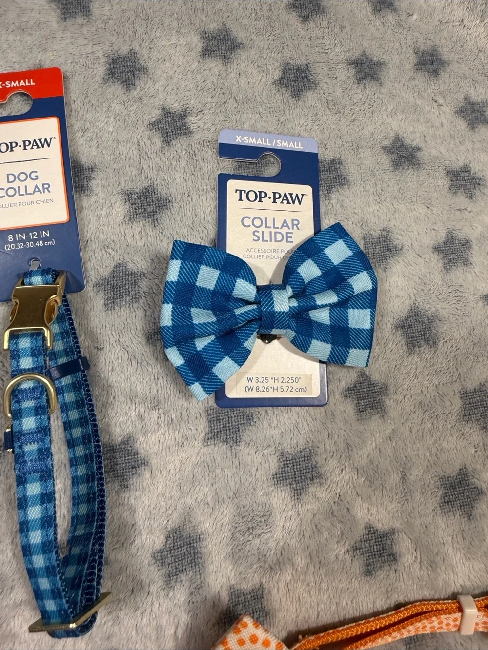 Top Paw Blue and Orange Bow Tie Collar Set - Accessories Xs